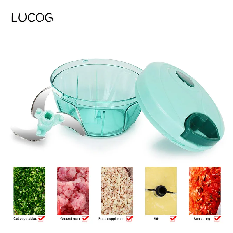 

LUCOG Manual Food Mincers Grinder Food Processor for Vegetable Spice Meat Mincer grinders Cutter Egg Mixing with Stainless Blade