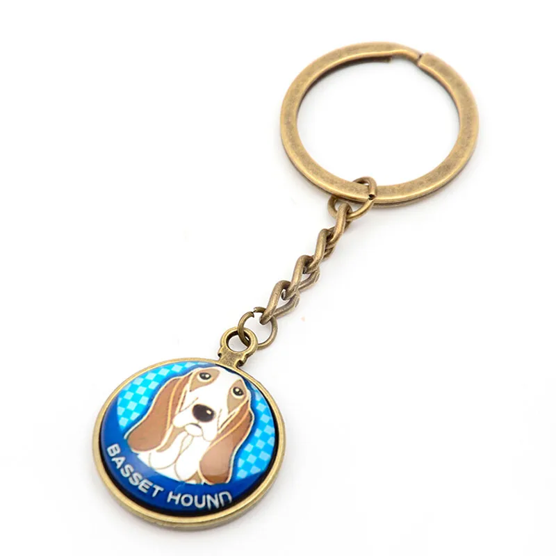 Cute Dog Key Chains Glass Animal Key Holder Dachshund Jack russell