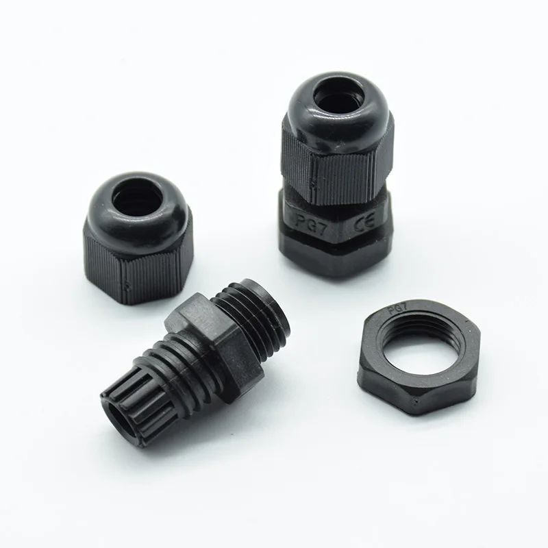 PG7 PG9 PG11 PG13.5 PG16 3-6.5mm-14mm IP68 Black Wire Cable CE Waterproof Nylon Plastic Cable Gland Connector 10pcs cable gland,electrical connector