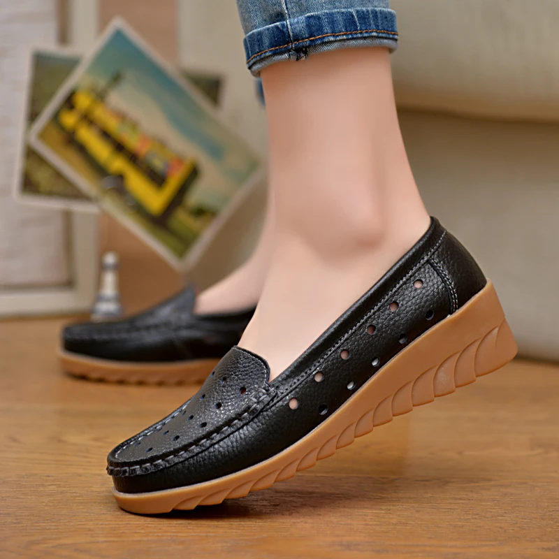 

ULKNN Flats Shoes 100% GenuineLeather Casual single Flats Sandals For Ladies Shoes Flat Women's Flats Shoes Ballet flat Ladies