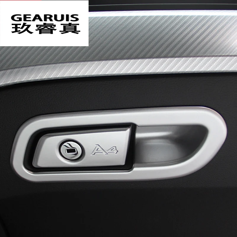 

2 Pcs Car Stainless Steel Stickers Car Glove box Cover Car Styling Interior Chrome Trim Strip Accessories For Audi A4 B9 2017