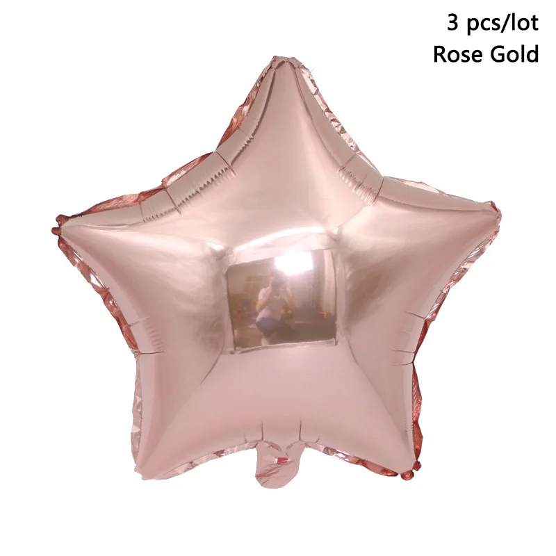 3 шт./лот 18 дюймов шар в форме звезды воздушные шары с дизайном «сердце» на день рождения шарики для свадьбы Вечерние decoarations алюминиевый шары праздничные воздушные шары с гелием - Цвет: Star Rose Gold