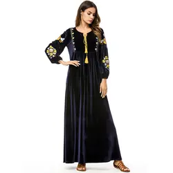 Бархат Абаи платье из Дубая кафтан Катар мусульманское платье хиджаб Для женщин джилбаба Рамадан Абая для женщин Кафтан турецкая