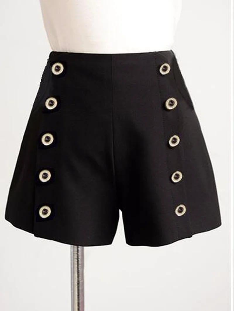 

2018 Fashion Office Lady Black Summrt Short High Waist Women's Shorts Summer High Waist Straight Black Shorts Skirts CYR08
