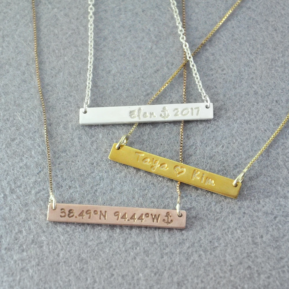 Buy Personalized Necklace, Engraved Name Bar Necklace