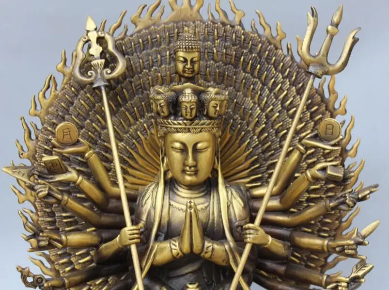 

S06611 14" Chinese Bronze 1000-Arm Avalokiteshvara Kwan-yin Shakyamuni Buddha Statue