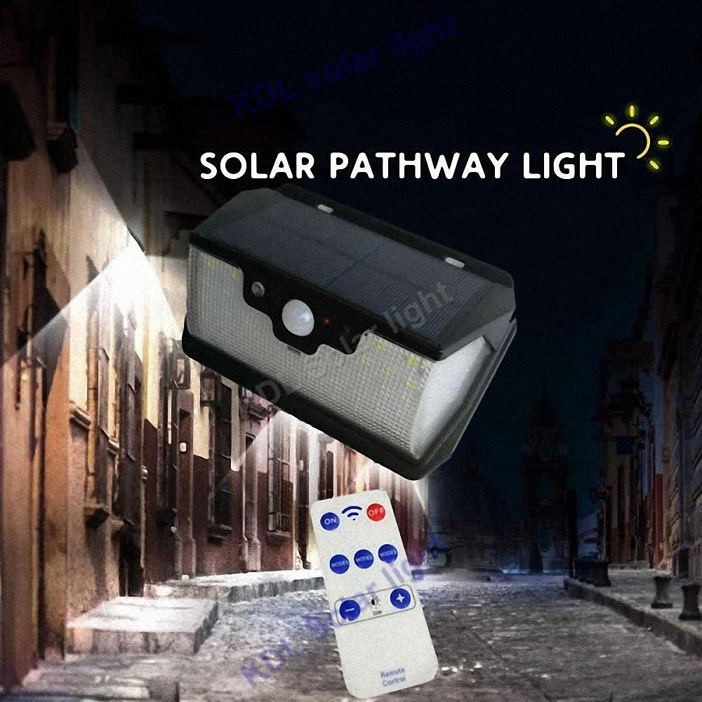 

55 LED 900lm Solar Light remote control radar smart 3 side lighting solar led outdoor lightin torc street wall lamp yard camp g