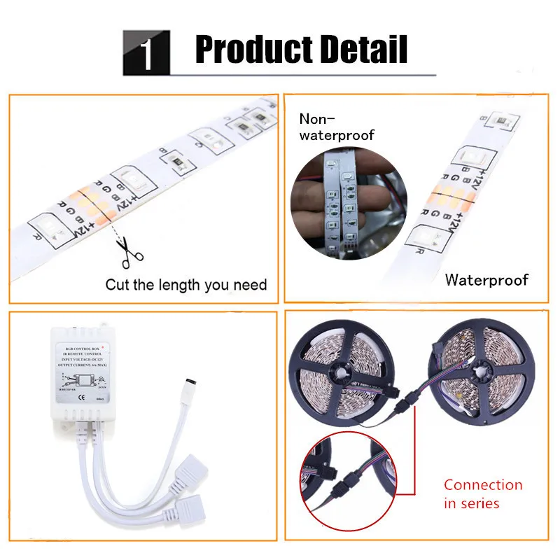 10M 600 LED Color Changing SMD3528 RGB LED Strip Tape Rope Light Kit + IR Controller + Adapter DC12V