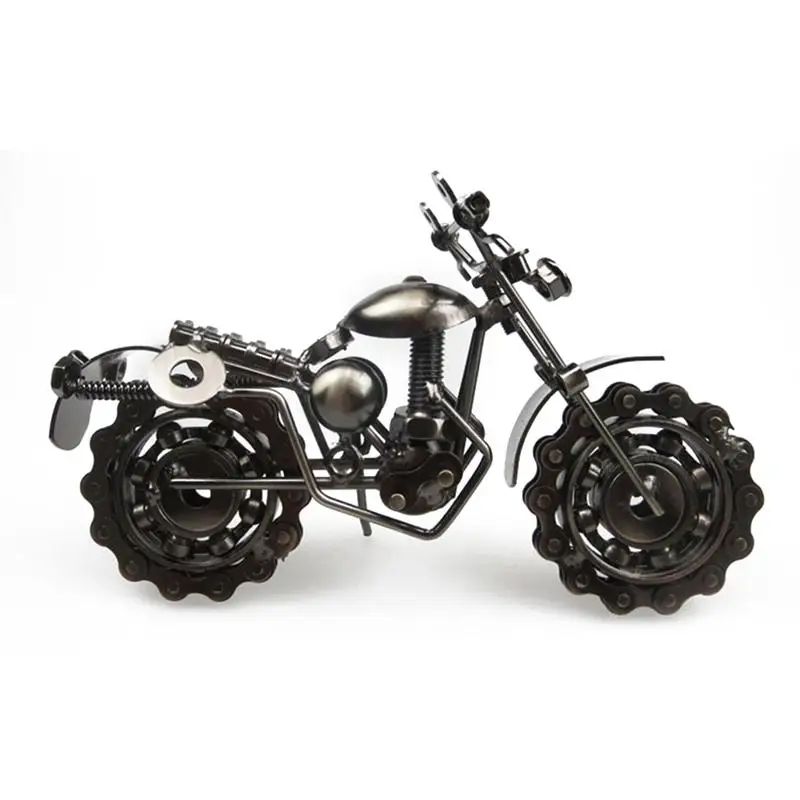 Beste Creatieve Hand Solderen Smeedijzeren Motorfiets Model Brons Tone Metalen Moto Collection Eenvoudige Moderne Home Decor Ornamenten