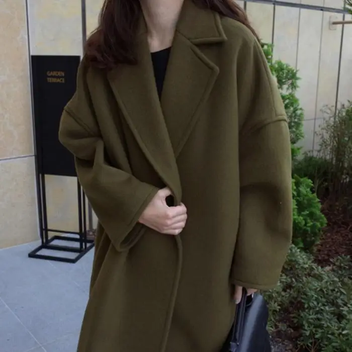 Женское однотонное длинное пальто, хлопковое пальто, свободная зимняя Осенняя верхняя одежда, тренчи, GDD99