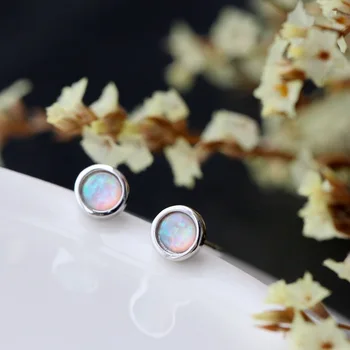 

s925 sterling silver jewelry natural Opal small earrings hypoallergenic 2020 women's fashion jewelry simple silver stud earring