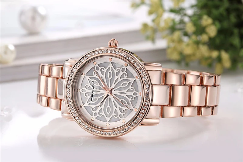 Crrju Women Watches 2018 Top Luxury Brand Fashion Charms Rose Gold Women Watch Diamond Ladies  Wristwatch relojes mujer 2019 (14)