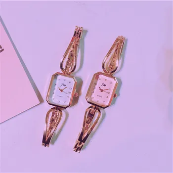 

Simple Women's Fashion Watch Square Dial Design Stainless Steel Band Bracelet Bangle Watches Lady retro female Quartz clock