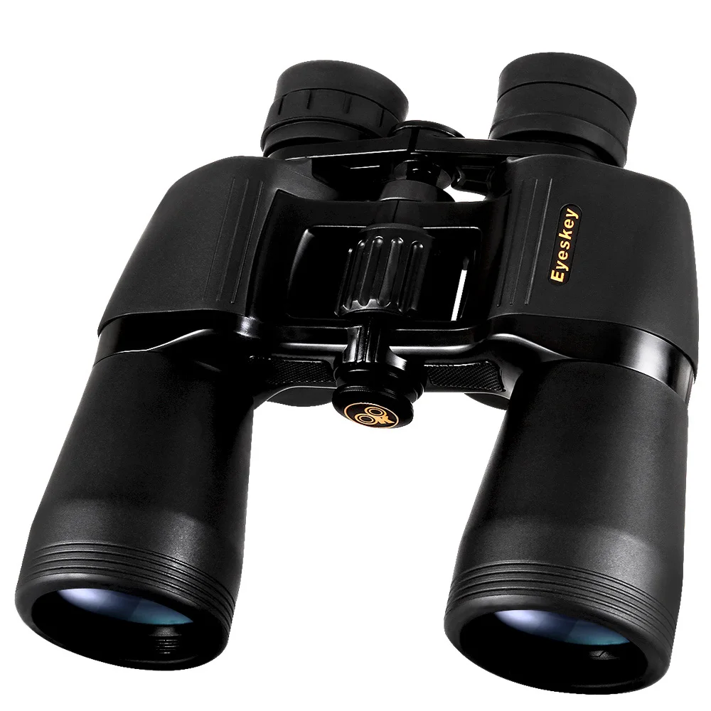 Eyeskey 10-22x50 с высоким увеличением бинокль охотничий телескоп водонепроницаемый Bak4 Призма Порро/чехол для переноски и ремень - Цвет: Black