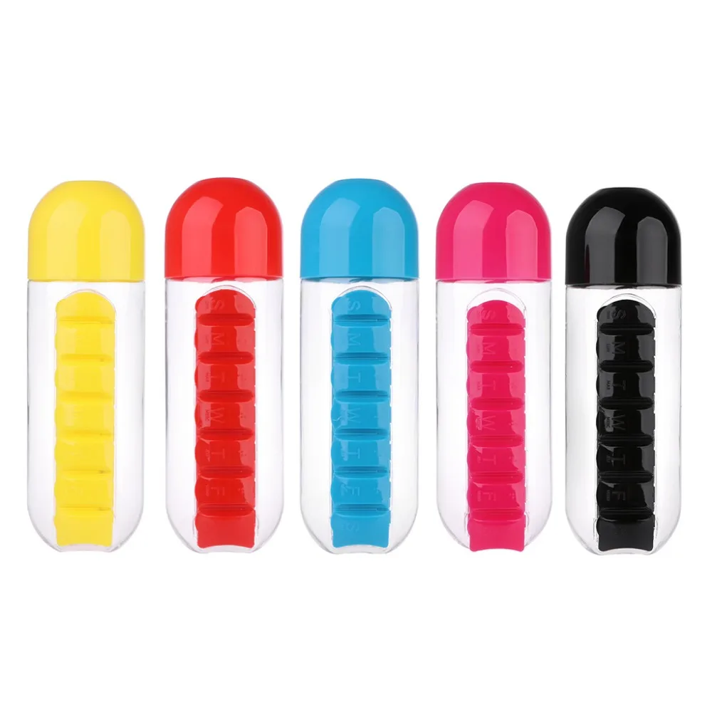 

ZLROWR Outdoor Sport Medicine Holder Pill Box Water Bottle Case Capsule Organizer 600ML