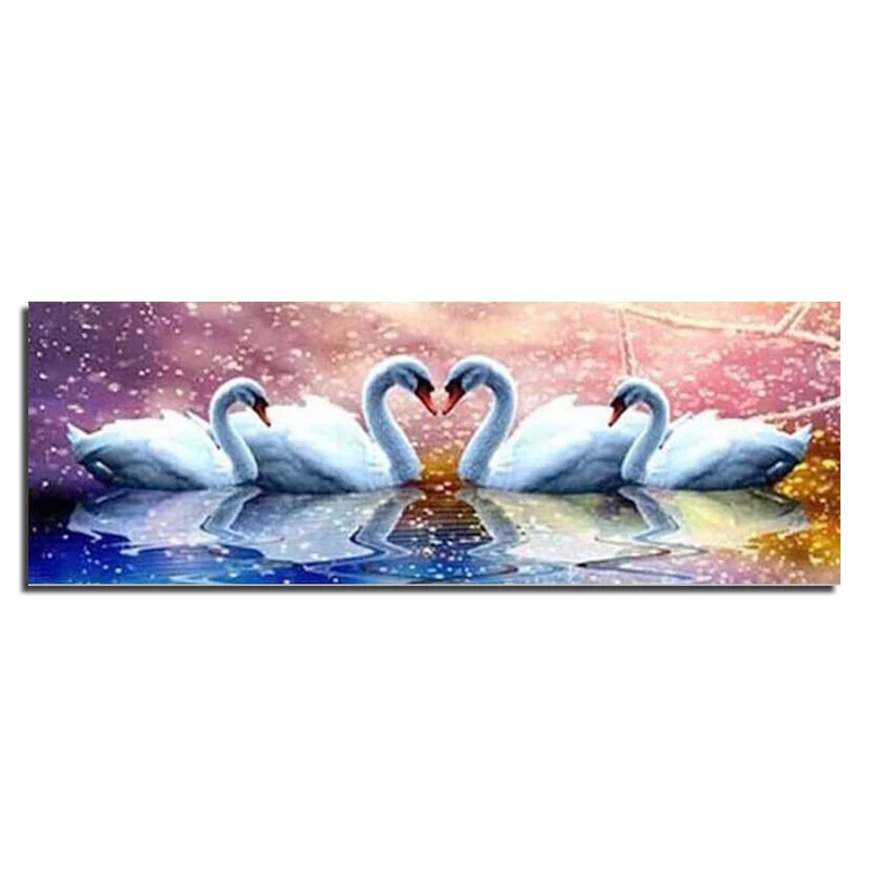 Swan-in-the-lake-80x28-Diamond-embroidery-Diy-diamond-square-drill-rhinestone-pasted-Crafts-Needlework-home