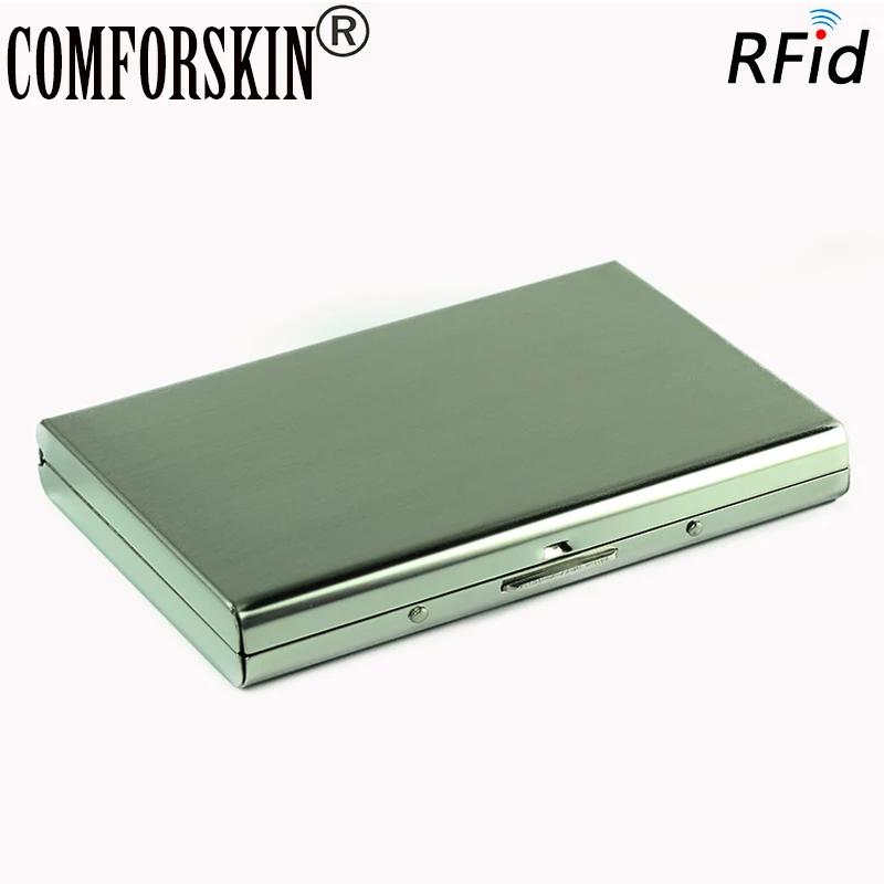 

Latest Stainless Steel RFID Blocking Slim Wallets With Gift Box Metal Business Card Case Holder against RFID Scanning Criminals