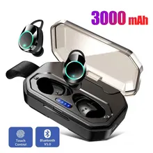 TWS Bluetooth 5,0 наушники с сенсорным управлением IPX7 Водонепроницаемая гарнитура 3000 мАч Зарядное устройство Беспроводные спортивные наушники для смартфона