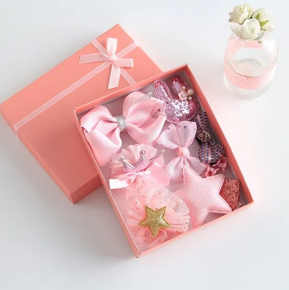 10 в одном Корея Babyshower Box ленты для волос Бобби Pin Babygirl Дети Свадьба День рождения