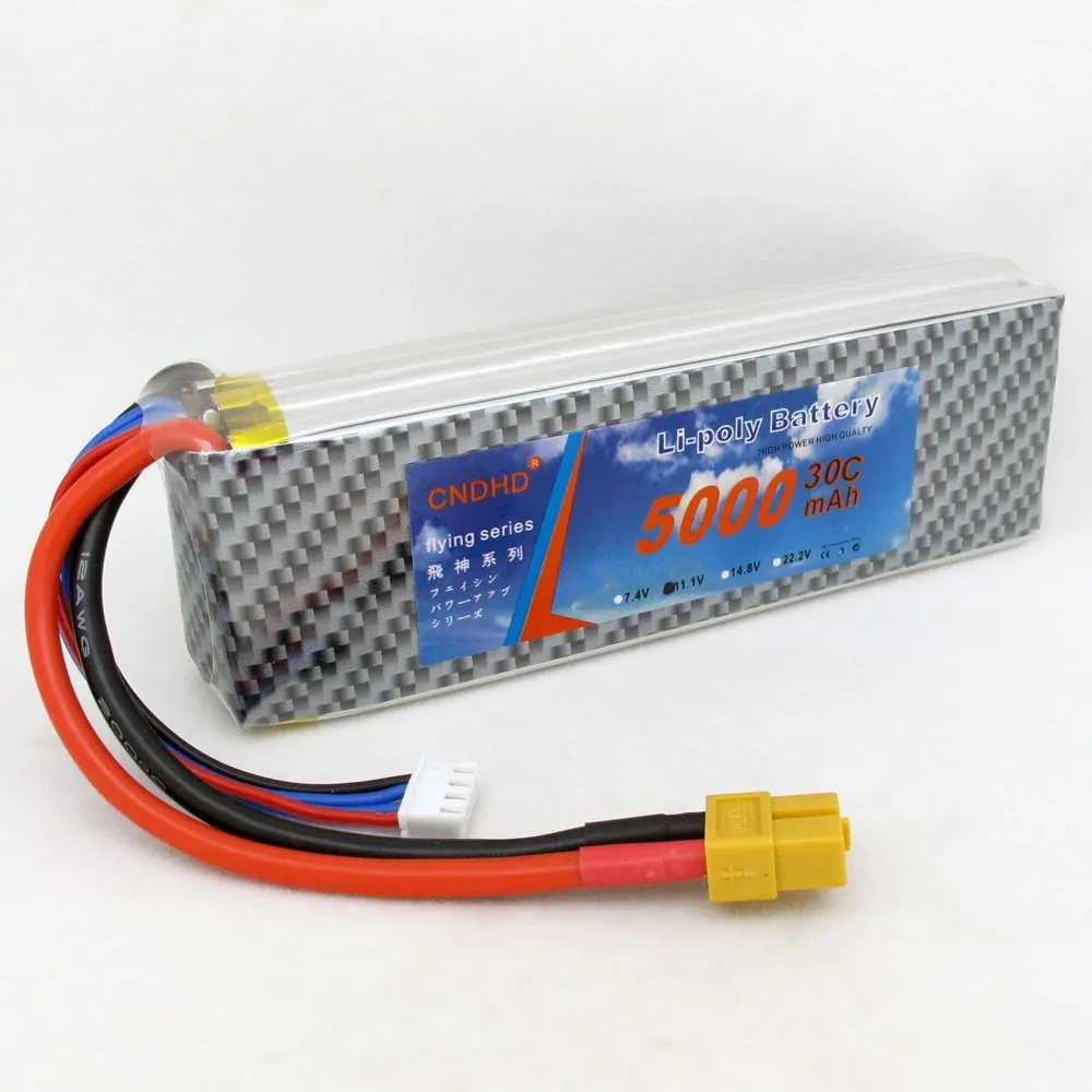 

CNDHD 11.1V 30C 5000MAH 3S Lipo Li-Poly Battery 5C Fast Charging for RC 1:8/1:10 Car Boat Quadcopter Drone Helicopter