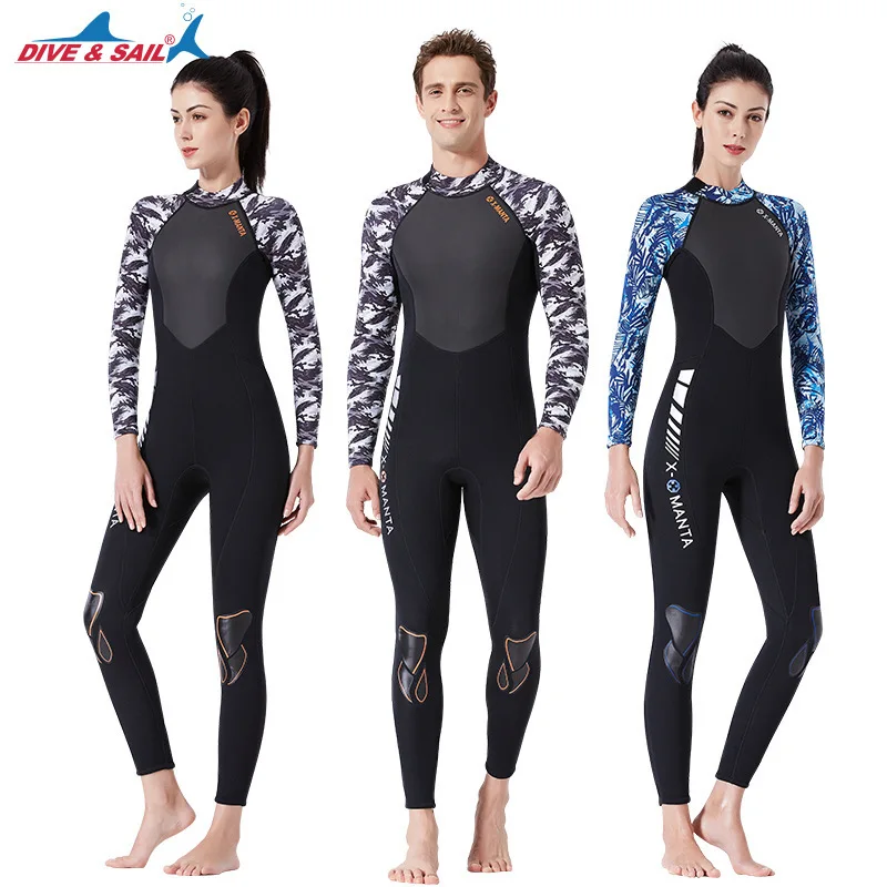 

One-piece Men Women Wetsuit UPF50+ 3mm Shark Skin+Lycra Full Body Back Zipper Swimming Diving Suits High Elastic Swimwear