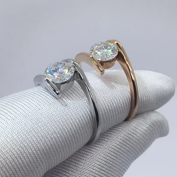 

100% 18K 750Au Gold Moissanite Diamond Ring D color VVS With national certificate MO-H100106