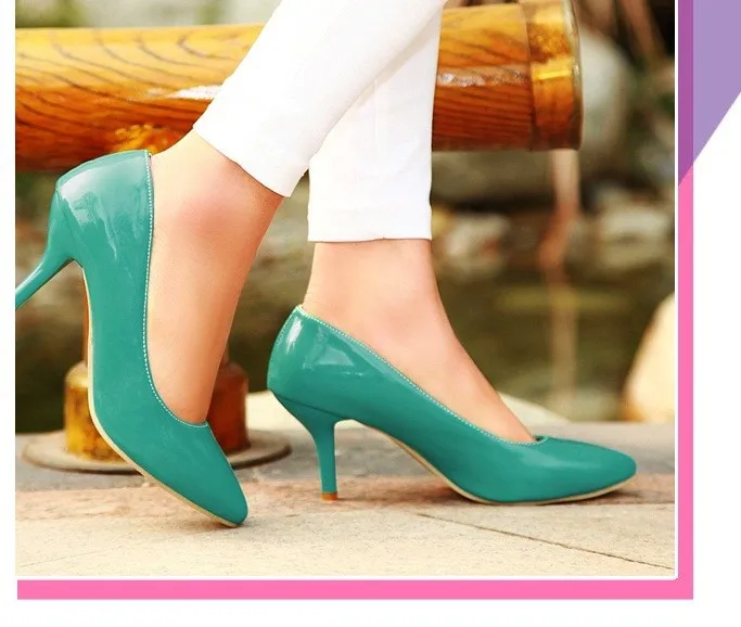 Г. Недорогая женская обувь, большой размер(4-12), пикантная простая Удобная тонкий конфетных цветов, обувь на высоком каблуке женские туфли-лодочки черного, бежевого, желтого, зеленого цвета