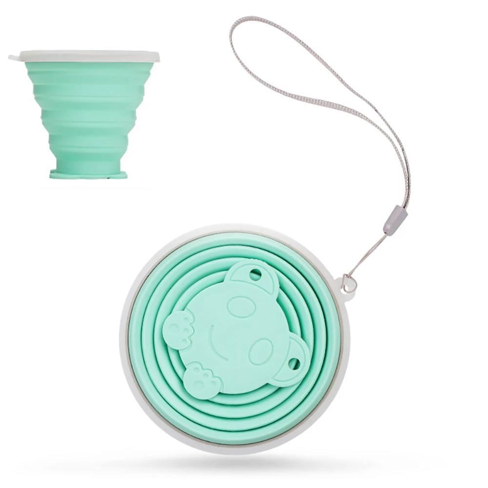 Силиконовая Выдвижная складная чашка телескопический складной стакан чашки чайные кофейные кружки открытая кемпинговая вода чашка посуда для напитков - Цвет: Зеленый