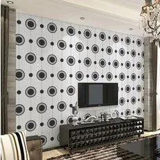 Modern Non Woven Circle Round Dot Pattern White And Black Wallpaper Modern Non Woven Circle Round Dot Pattern White And Black Wallpaper Roll For Living