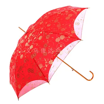 

Womens Western Style Wedding Floral Lace Umbrella Wedding Bridal Manual Opening Fleur Parasol Ruffles Trim Romantic
