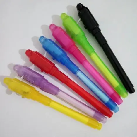 50piece/lot ,Invisible Ink Pen UV Black Light Combo,2 in 1 Invisible Ink Pen Creative Invisible