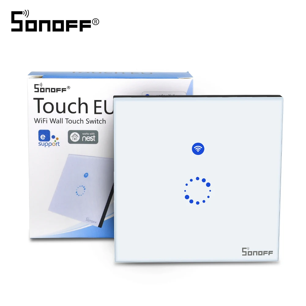 

Itead Sonoff Touch Wifi Wall Switch EU Plug 1Gang 1Way Glass Panel LED Light Wireless Controller Timer For Smart Home 2A 400W