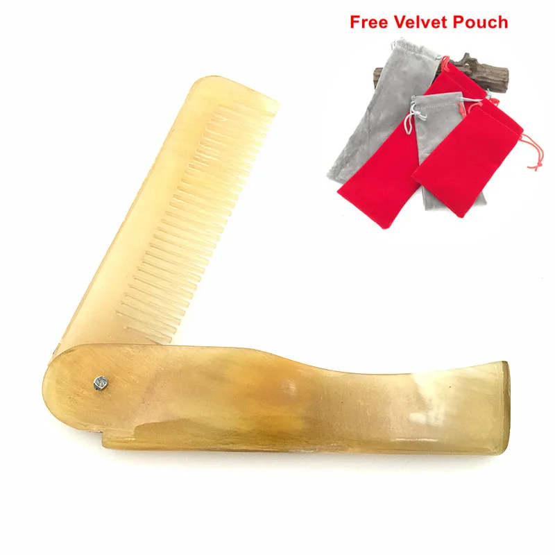 Image Free Shipping New Arrival Beautiful Women Ox Horn Fine Tooth Pocket Folding Comb All Hair Types Beard Mustache L 127