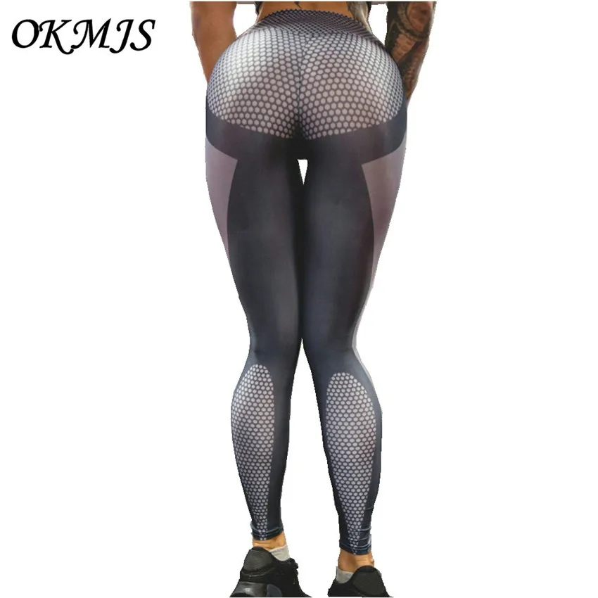 

New Mesh Pattern Print Leggings fitness Leggings For Women Sporting Workout Leggins Elastic Trousers Slim gray Women brand Pants