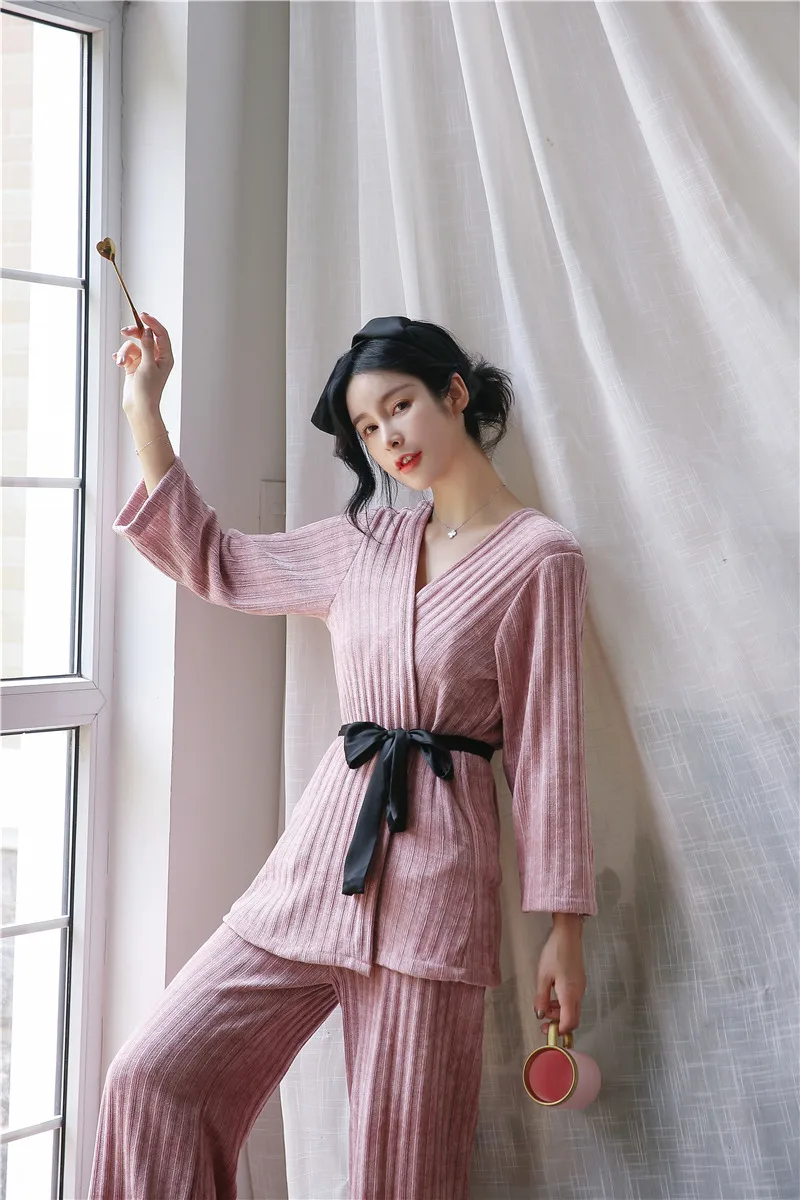 Fdfklak Высококачественная пижама из 3 предметов, Женский комплект для сна, новые хлопковые пижамы, Женская осенне-зимняя Домашняя одежда, женская пижама