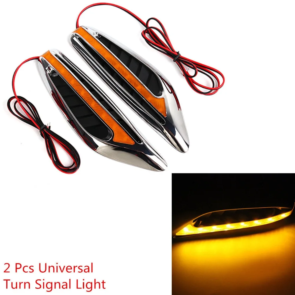 new Universal 2 Pcs Yellow LED Car Turn Signal Light Sider Fender Lights Blade Stylein Car