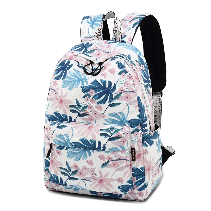 Moda impermeable poliéster Mochila flor impresión femenino diario portátil Mochila niñas Mochila Universidad