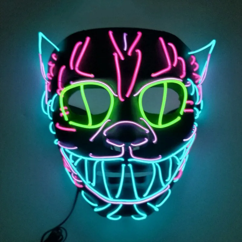 

Glowing EL Light Full Face Mask LED King Cat Mask for Halloween Party Decoration Scary Horror Costume Prop Halloween Accessories