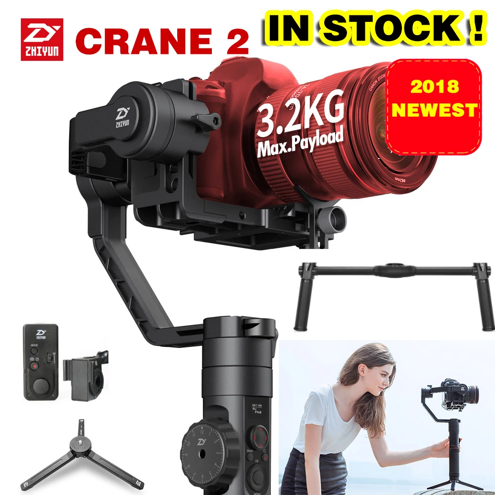 Новые Zhiyun Crane 2 3-осевой портативный монопод с шарнирным замком видео Камера гироскоп стабилизатор для беззеркальная камера DSLR Canon 5D2/5D3/5D4 DHL