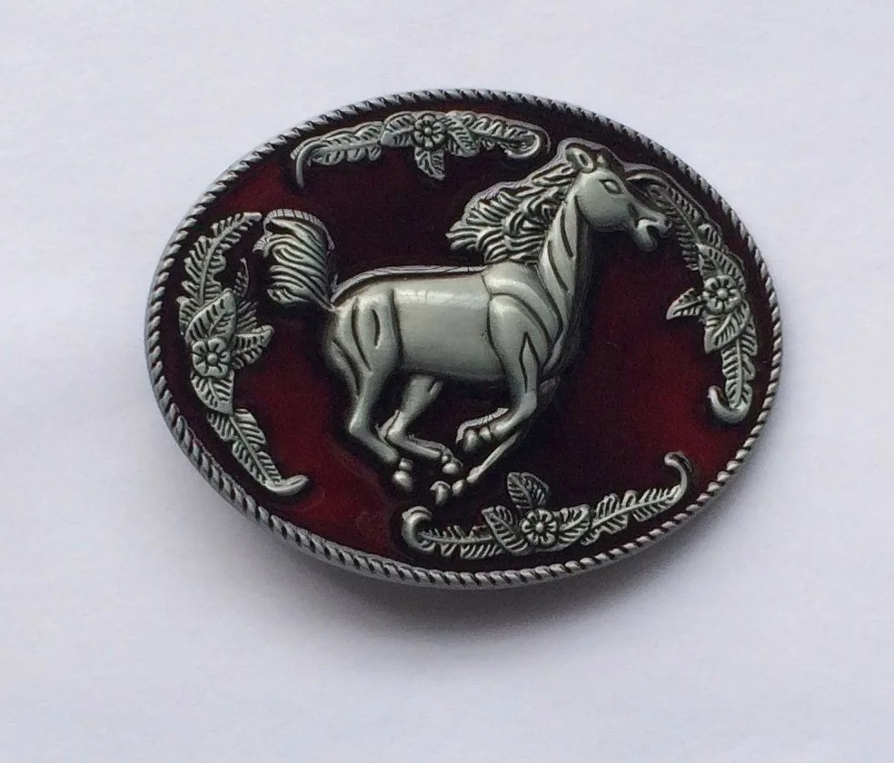 Red Running Horse Western Belt Bucklein Buckles & Hooks from Home