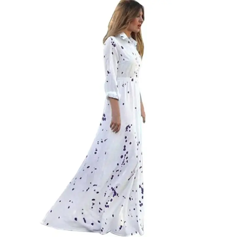 print maxi dresses summer for women full sleeve floor length dress elegant daily casual dress sexy long dropshipping 40AT205