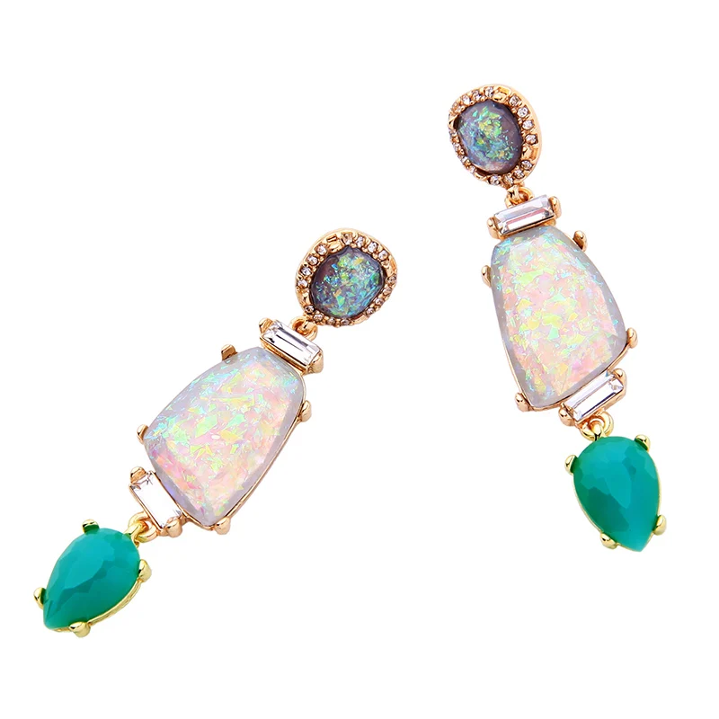 KISS ME Chic Green Water Drop Resin Crystal Drop Earrings New Design Women Statement Earrings Luxury Jewelry