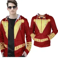 Для взрослых и детей Shazam Billy Batson Маскарадные Костюмы супергероев толстовка с капюшоном Марвел Капитан куртка пальто