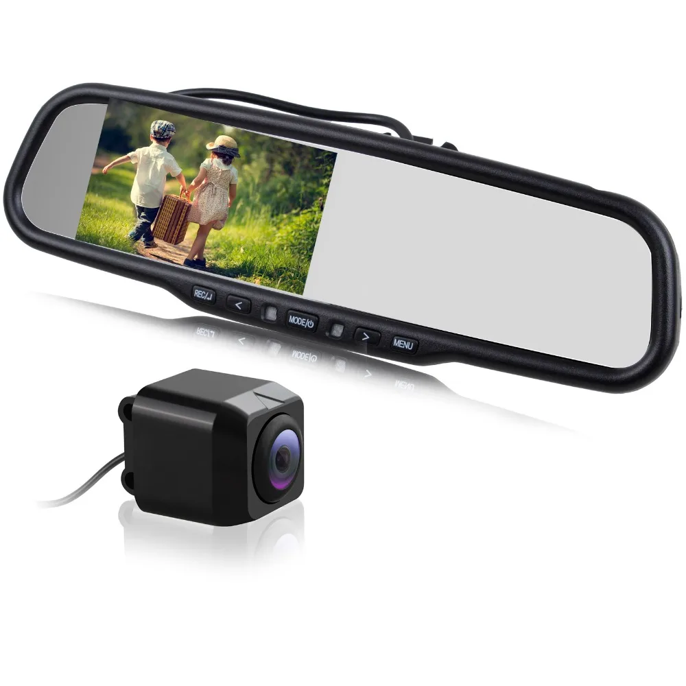 4.3 TFT LCD Car Rear view Mirror Monitors with DVR Dual Input RearView