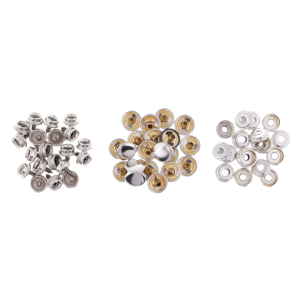 20 Sets Stainless Steel Snap Fastener Screw for Furniture Marine Canvas Tent Boat
