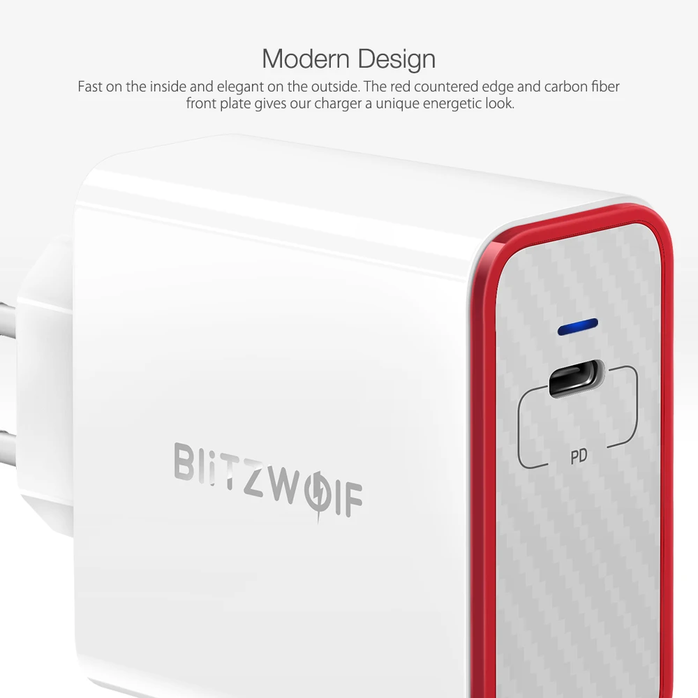 BlitzWolf 45 Вт USB PD Быстрая Зарядка Тип C телефон Быстрая зарядка настенное зарядное устройство ЕС Разъем для iPhone 11 Pro Max/iPad Pro/Macbook