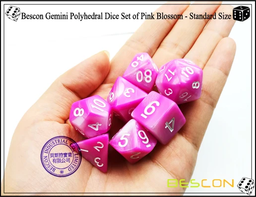 Bescon Gemini Polyhedral Dice Set of Pink Blossom-2