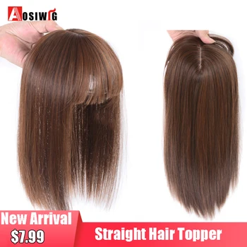 

AOSI 25cm 30cm Topper Toupee Hairpiece 2 Clip In hair Extension Air Bands Long Straight Synthetic Hair for Women 4 color