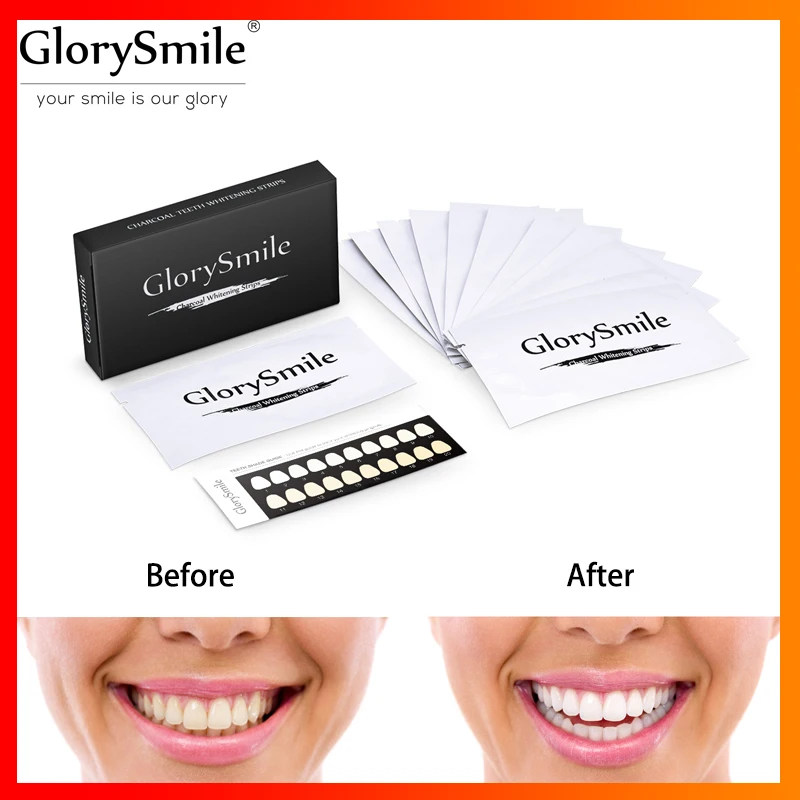 Dental Teeth Whitening Strips 28 strips/14 pair Activated Charcoal Oral