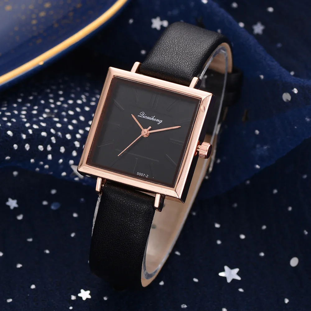 Лидирующий бренд, квадратные женские часы-браслет, наручные часы с кожаными кристаллами, женское платье, женские кварцевые часы, relogio feminino